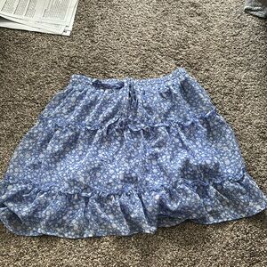 White and blue flowery flowy skirt